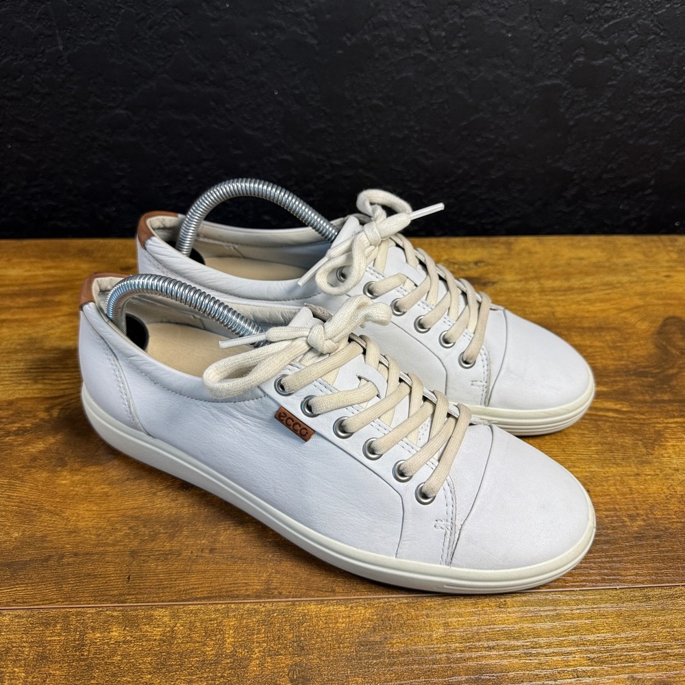 ECCO Soft 7 43000301007 White Leather Lace Up Sneaker Womens Size 9 US 40 EU